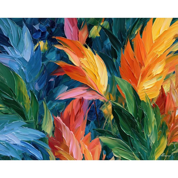 palms dance, without road, palms dance without a road art, dramatic wall decor, plant wall art, minimal detail art, afremov inspired, dark floral decor, large leaf painting, dark botanical art