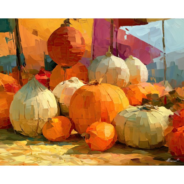 onion lantern, spills rustsong, onion lantern spills rustsong art, whimsical wall decor, minimal detail art, textured oil painting, dopamine kitchen art, afremov inspired, playful still life, surreal food art