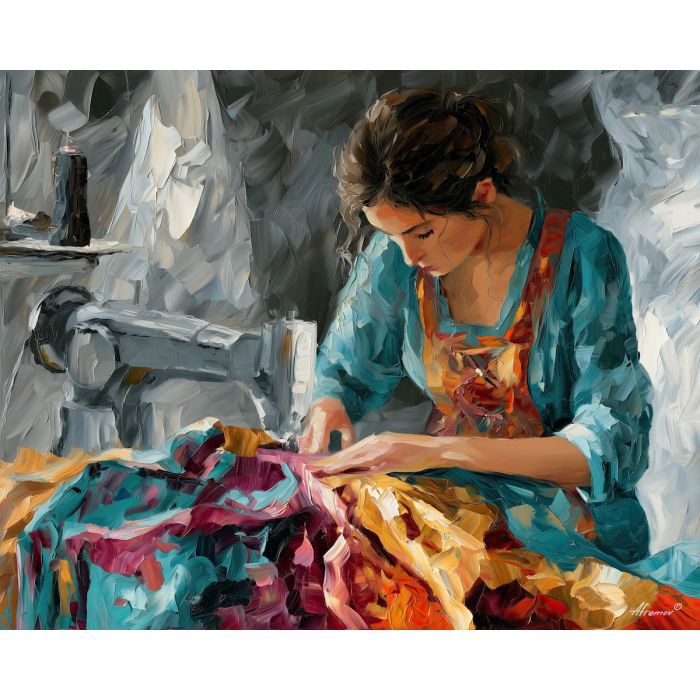 TEAL SEAMSTRESS FOCUS BW