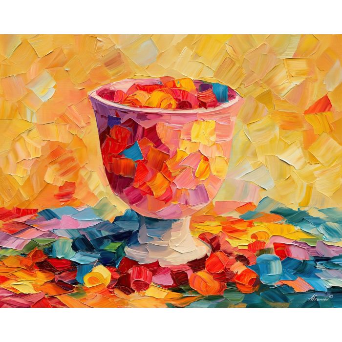 candy trophy, borrows cloudhoney, candy trophy borrows cloudhoney art, colorful home art, textured oil painting, whimsical decor, dopamine decor art, quirky still life, playful object art, palette knife art
