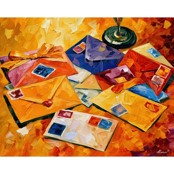 travelnote nook, goldenpond pen, travelnote nook goldenpond art, sunny office art, nostalgic wall art, textured oil art, pen pal art, postcard still life, bright desk art, palette knife art
