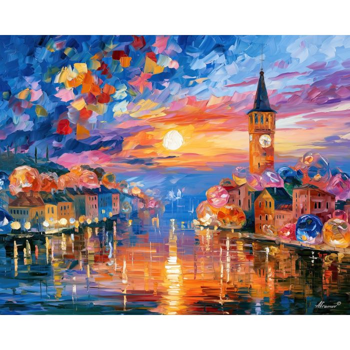 skyrose over, taffy tower, skyrose over taffy tower art, colorful wall art, whimsical painting, textured oil art, gummy aesthetic art, candy color art, bright wall decor, palette knife art