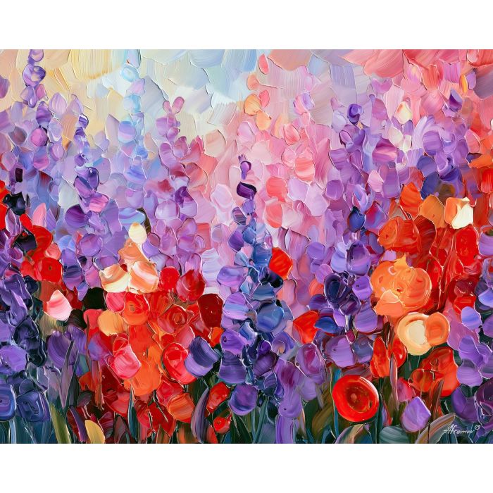 gummy garden, lavenderbreeze playful, gummy garden lavenderbreeze art, colorful wall art, whimsical painting, textured oil art, gummy aesthetic art, candy color art, bright wall decor, palette knife art
