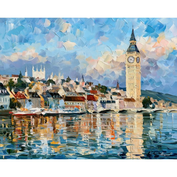 ivory roofline, summerglass cityscape, ivory roofline after summerglass art, architectural decor, textured oil art, skyline painting, city skyline art, bright cityscape, tower painting, palette knife art