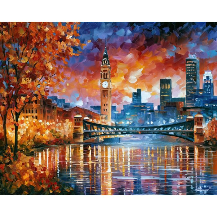 sunlit bends, floralight skybridge, sunlit bends floralight skybridge art, palette knife art, thick brush strokes, urban wall art, riverfront painting, minimal detail art, afremov inspired, architectural decor