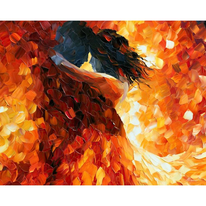 a secret warmth, abstract sensuality art, subtle attraction, hidden warmth, partial silhouette, palette knife art, decorative painting, textured oil painting, afremov inspired, 5:4 painting