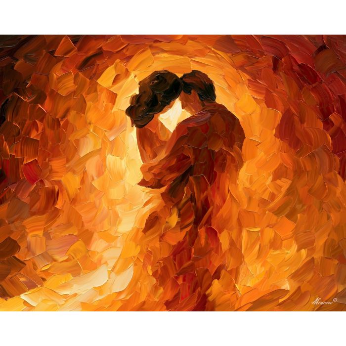 inside the glow, abstract sensuality art, subtle attraction, shared glow, softened identity, palette knife art, decorative painting, textured oil painting, afremov inspired, 5:4 painting