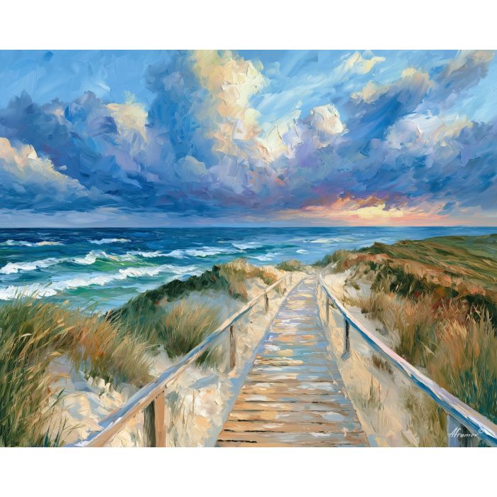 Sylt painting, Germany beach art, North Sea wall decor, Afremov style oil painting, palette knife seascape, German coastal landscape, sand dune artwork, colorful ocean painting, travel wall decor, coastal nature art