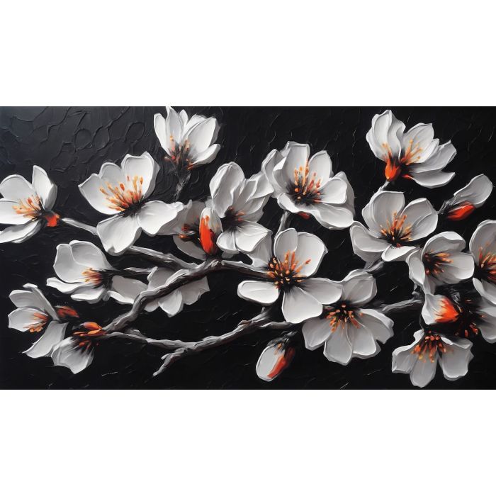VIBRANT BLOSSOMS IN MONOCHROME NIGHT