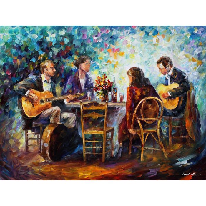 Man Playing Guitar Oil Painting Framed Canvas Prints Wall Art Home