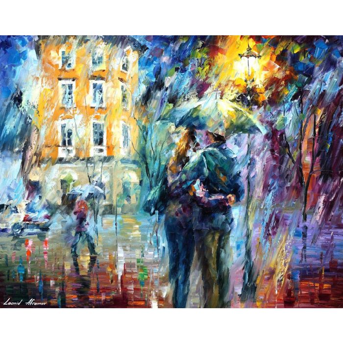 city painting, abstract city painting, rainy city painting