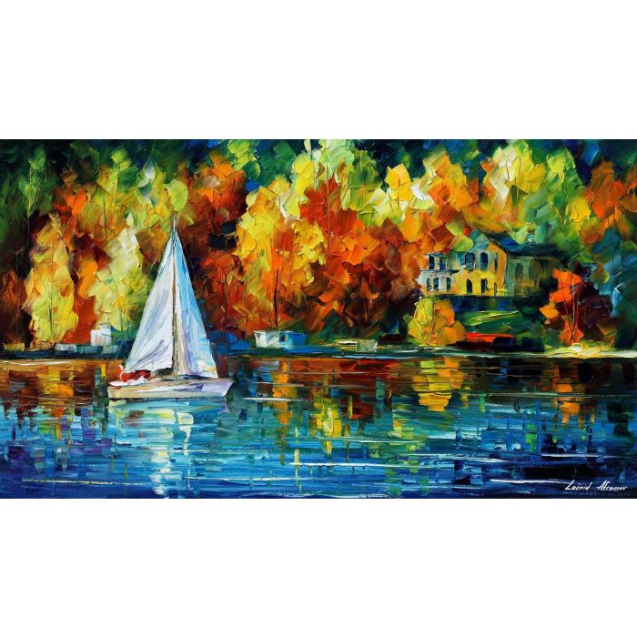 painting of lake, lake oil painting, painting of a lake