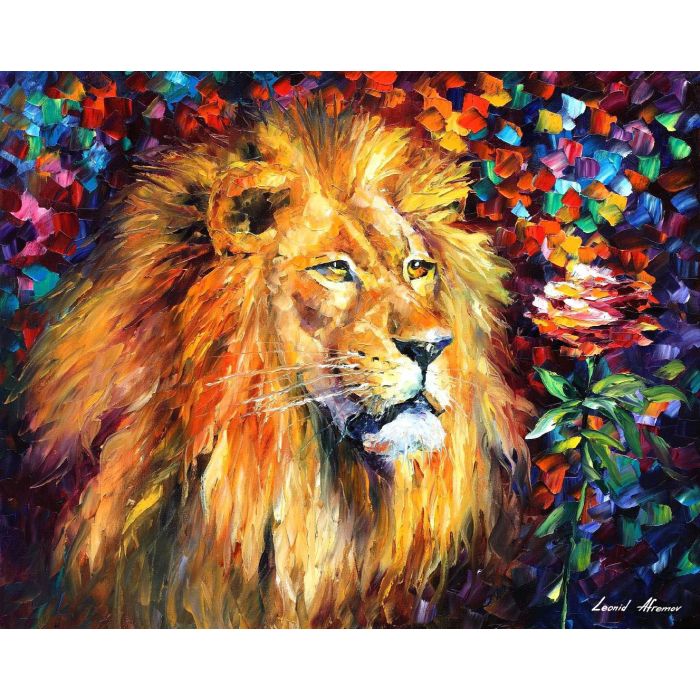 framed artwork, lion painting