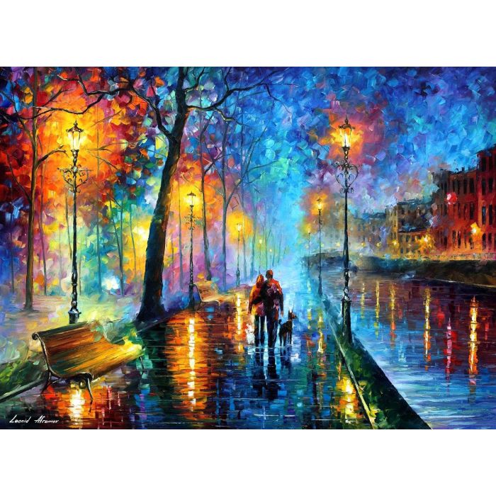 alley by the lake, alley by the lake Leonid Afremov, Leonid Afremov alley by the lake