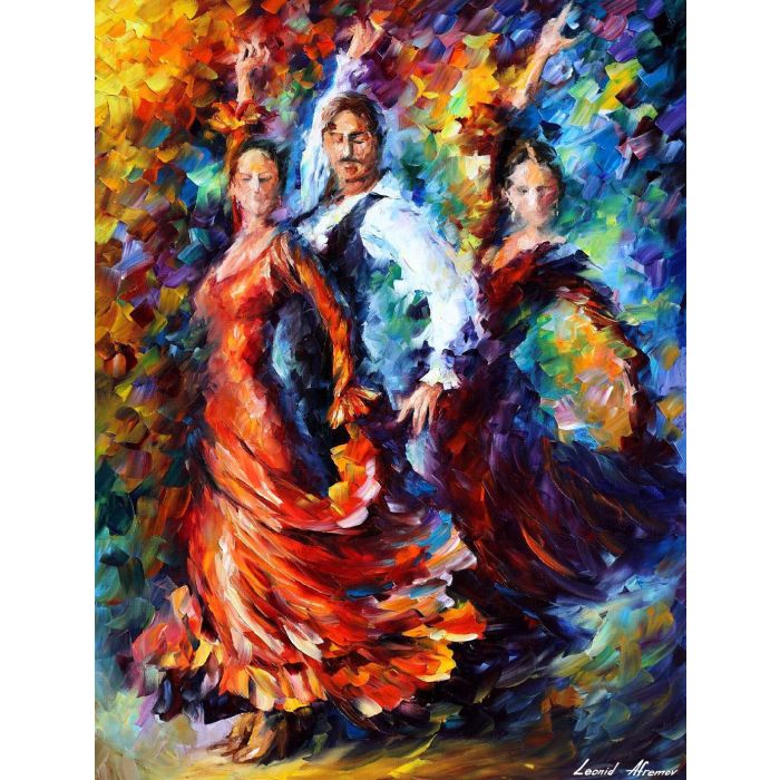 Leonid Afremov, oil on canvas, palette knife, buy original paintings, art, famous artist, biography, official page, online gallery, large artwork, young, snow, QUEEN, white dress, music, dance, girls