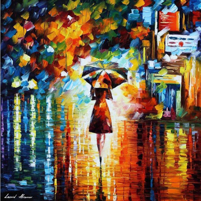 alley by the lake, alley by the lake Leonid Afremov, Leonid Afremov alley by the lake