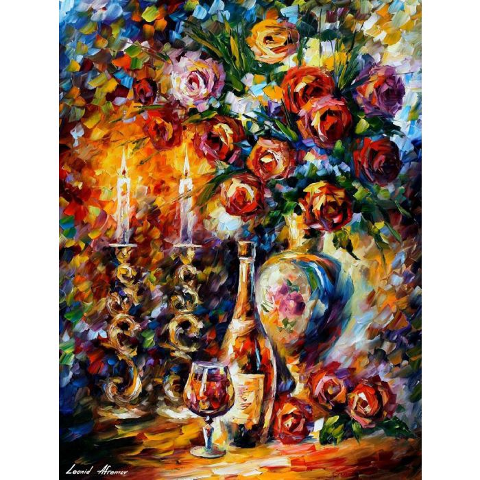 Leonid Afremov, oil on canvas, palette knife, buy original paintings, art, famous artist, biography, official page, online gallery, large artwork, SHABBAT, flowers