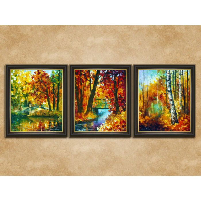 Set of 3 fall framed paintings