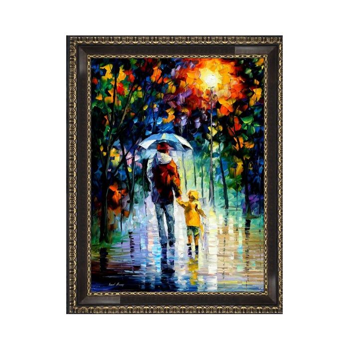 Leonid Afremov, oil on canvas, palette knife, buy original paintings, art, famous artist, biography, official page, online gallery, figures, forest, autumn, couple, umbrella, park, landscape, leaf, fall, walking, people, city, night, streets, rain, trees