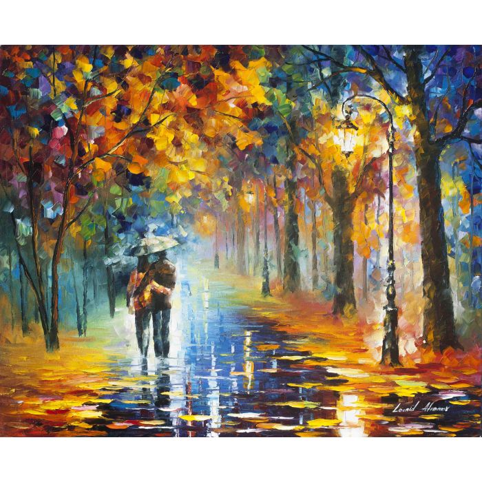 alley by the lake, alley by the lake Leonid Afremov, Leonid Afremov alley by the lake