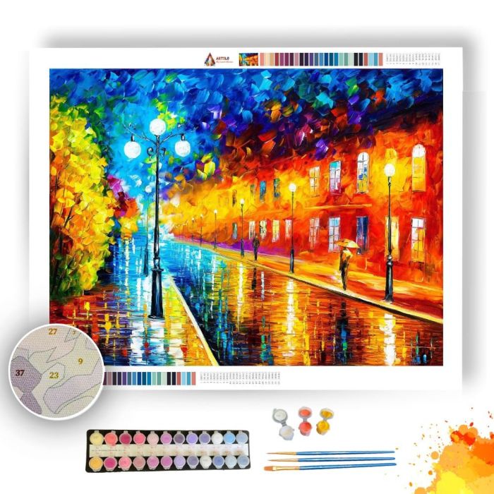 BLUE LIGHTS AT NIGHT - Paint By Numbers Full Kit