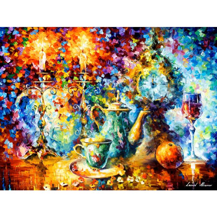 Leonid Afremov, oil on canvas, palette knife, buy original paintings, art, famous artist, biography, official page, online gallery, large artwork, fine, dinner, canndles