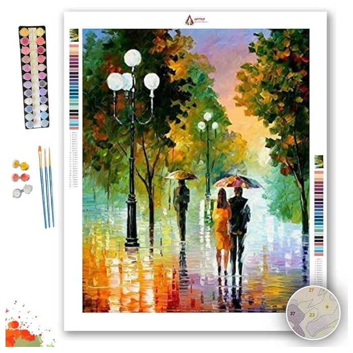 EVENING STROLL UNDER THE RAIN - Paint by Numbers Full Kit