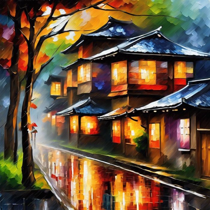 EVENING LIGHTS REFLECTIONS STREET