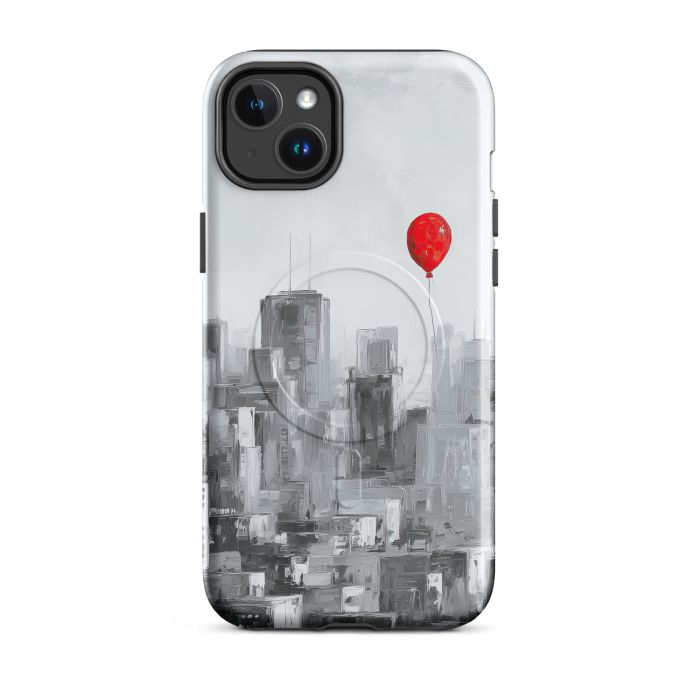 SCARLET BALLOON SKY B&W - iPhone 14 Plus MagSafe® tough case for iPhone®