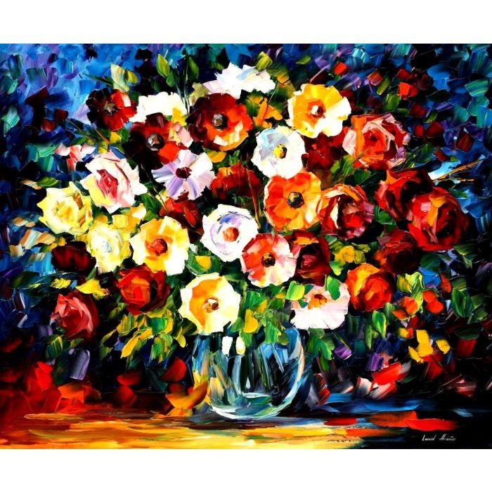 Leonid Afremov, oil on canvas, palette knife, buy original paintings, art, famous artist, biography, official page, online gallery, large artwork, FLOWERS OF LOVE