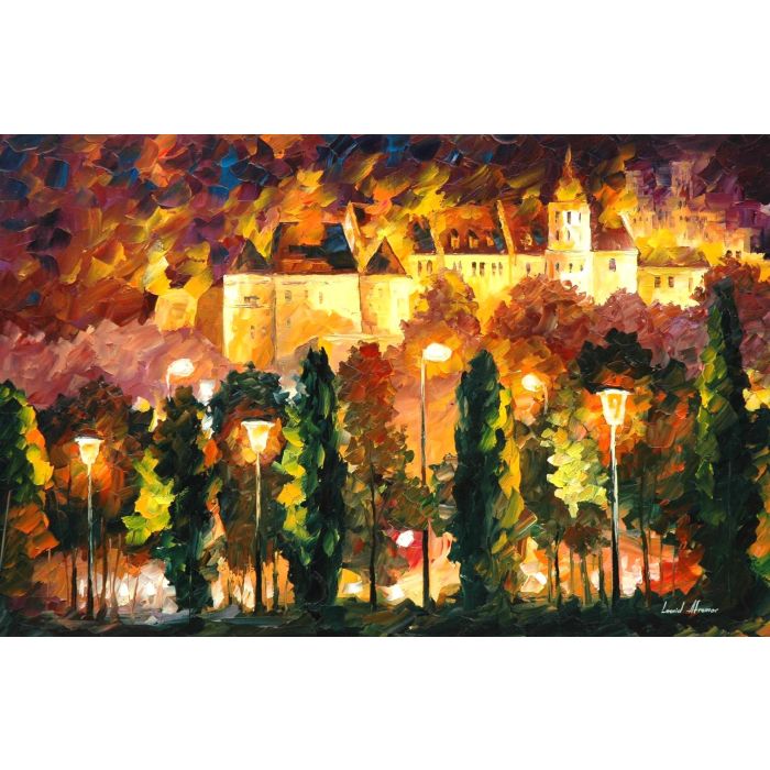 Leonid Afremov, paint, oil, impressionism, abstract, scape, outdoors, autumn, city, online gallery, canvas, buy original paintings, art, fine, famous artist, biography, official page, large artwork, room decor, European cities, balloon, France, town