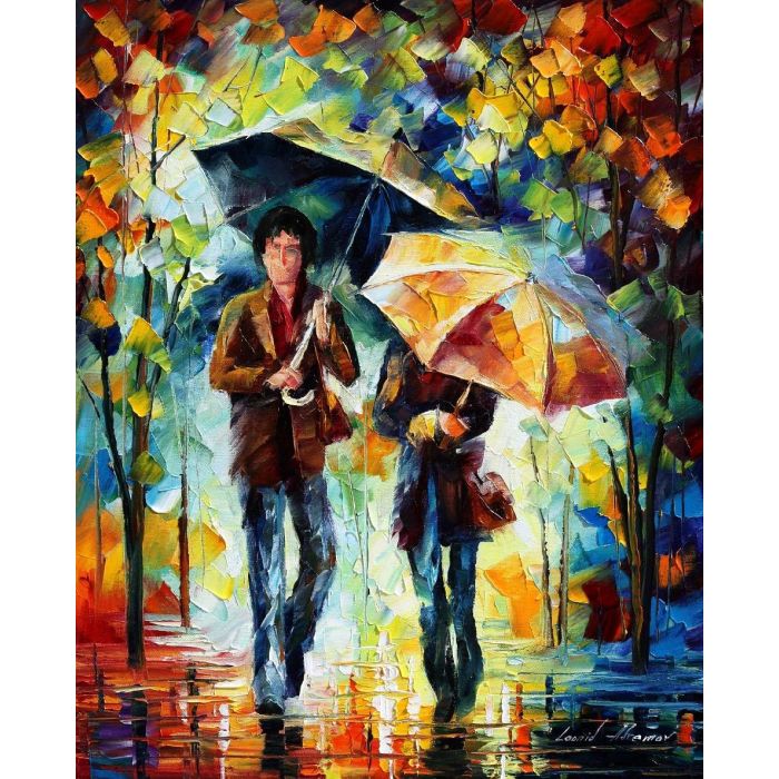 rainy encounter, rainy encounter oil painting