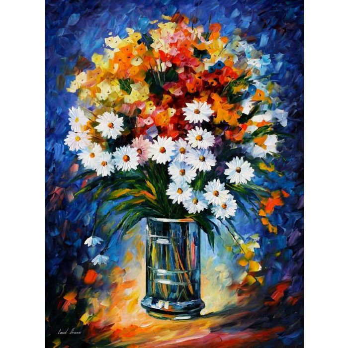 Leonid Afremov, oil on canvas, palette knife, buy original paintings, art, famous artist, biography, official page, online gallery, large artwork, flowers, red, blue