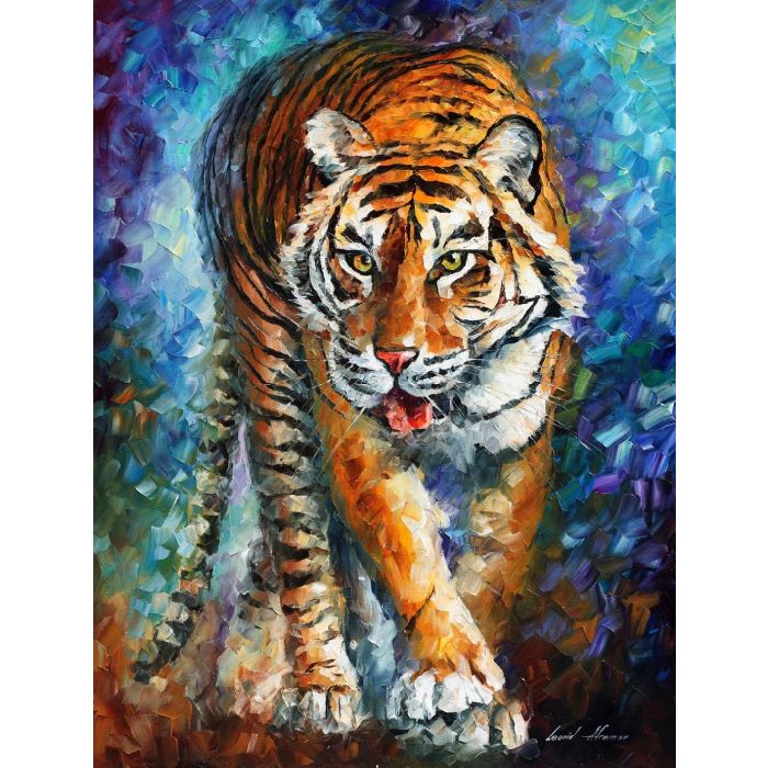 tiger scary, scary tiger, tiger oil painting