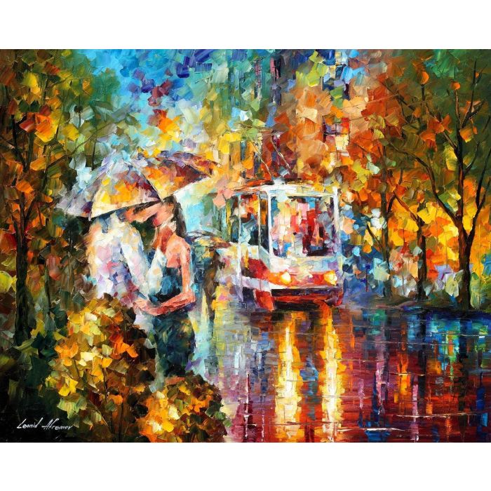 the kiss painting for sale, the kiss painting, leonid afremov, passion, authenticity, canvas, enchanted, love, man, woman, couple, boyfriend, girlfriend,