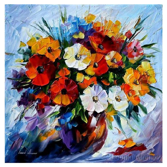 Leonid Afremov, oil on canvas, palette knife, buy original paintings, art, famous artist, biography, official page, online gallery, large artwork, flowers, books