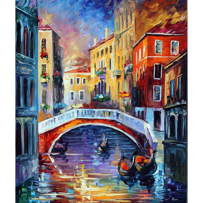 MORNING IN VENICE — PALETTE KNIFE Oil Painting On Canvas By Leonid