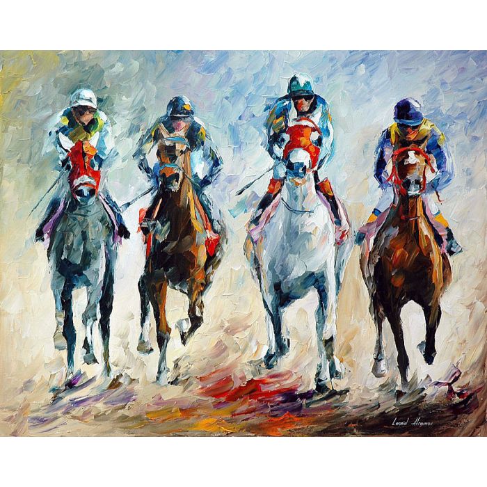 horse racing oil painting, horse race painting, horse racing painting
