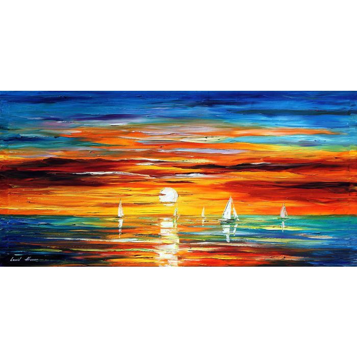 Magical Sunset - Colorful Beach Painting, Palette Knife Art, Original Artwok