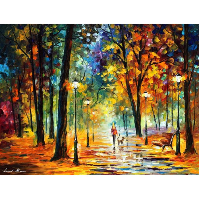 alley by the lake, alley by the lake Leonid Afremov, Leonid Afremov alley by the lake