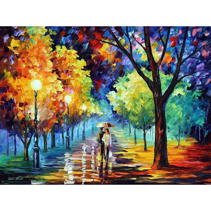 NIGHT ALLEY - Limited-edition original oil painting by Leonid Afremov