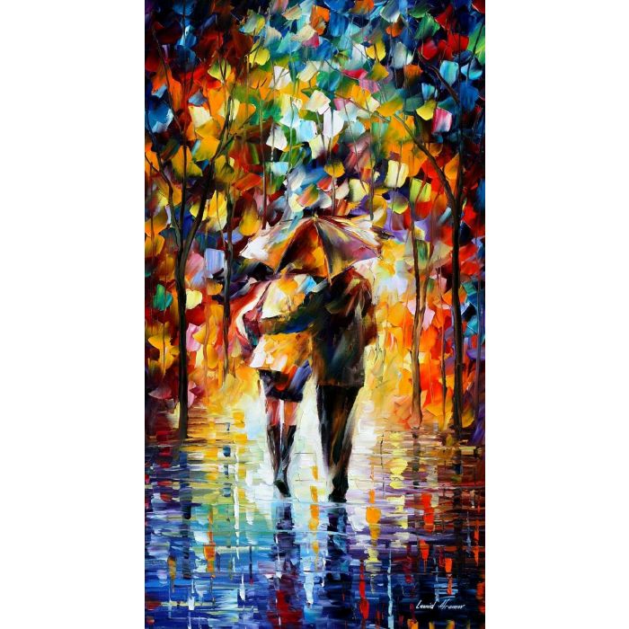 couple in the rain, couple in rain painting, couple in the rain painting