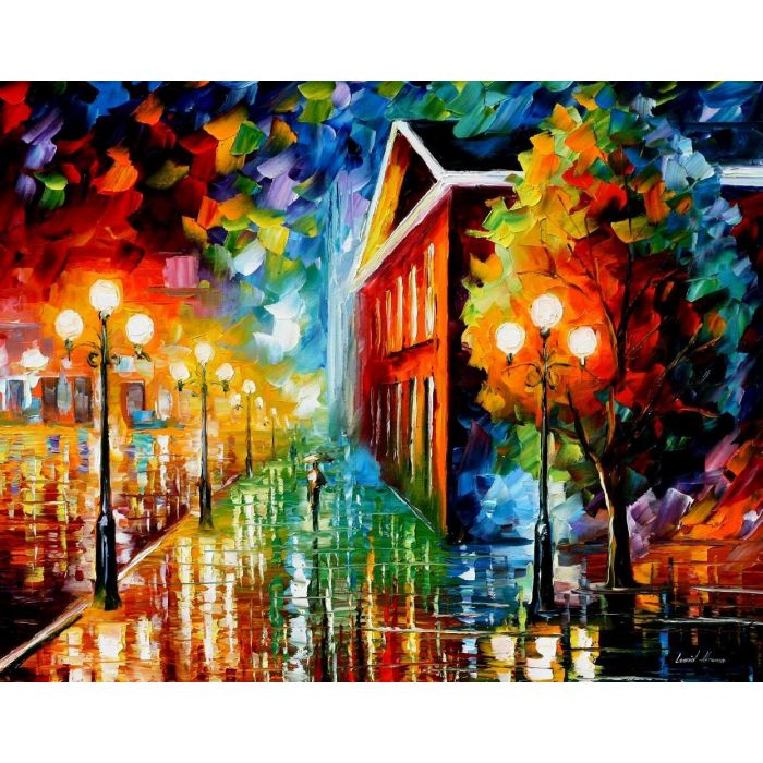 Leonid Afremov, oil on canvas, palette knife, buy original paintings, art,  famous artist, biography, official page, online gallery, scape,  outdoors, autumn, town, park, scape, leaf, fall, european cities,  city, night, streets, switzerland