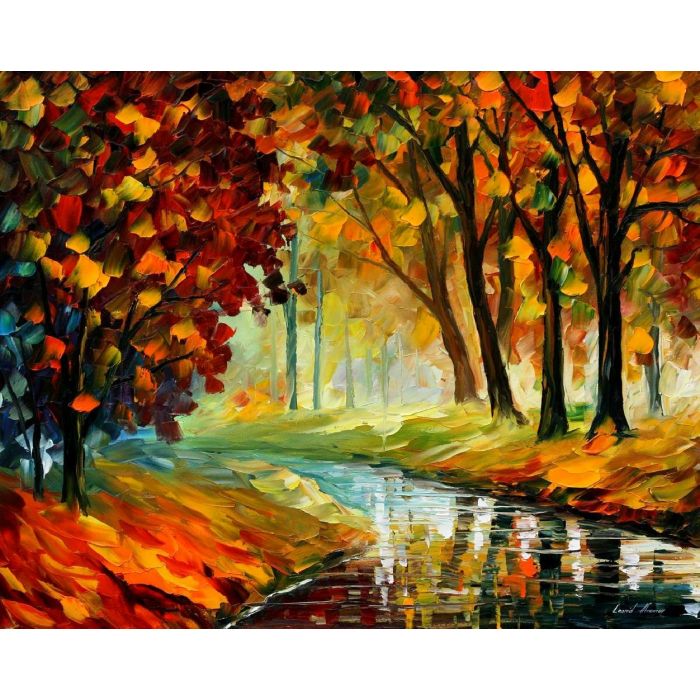 Leonid Afremov, oil on canvas, palette knife, buy original paintings, art, famous artist, biography, official page, online gallery, large artwork, impressionism, landscape, park, walk,