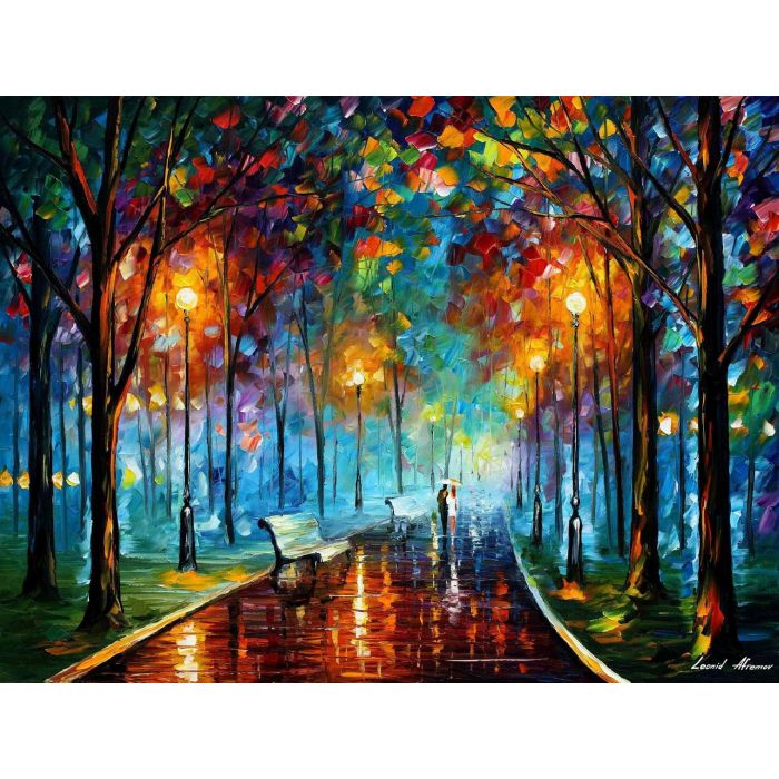 MISTY MOOD NIGHT - Original Mixed-Media Oil Painting On Canvas By ...