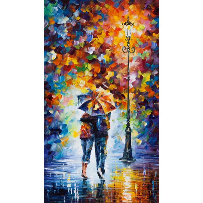 lovers in rain painting