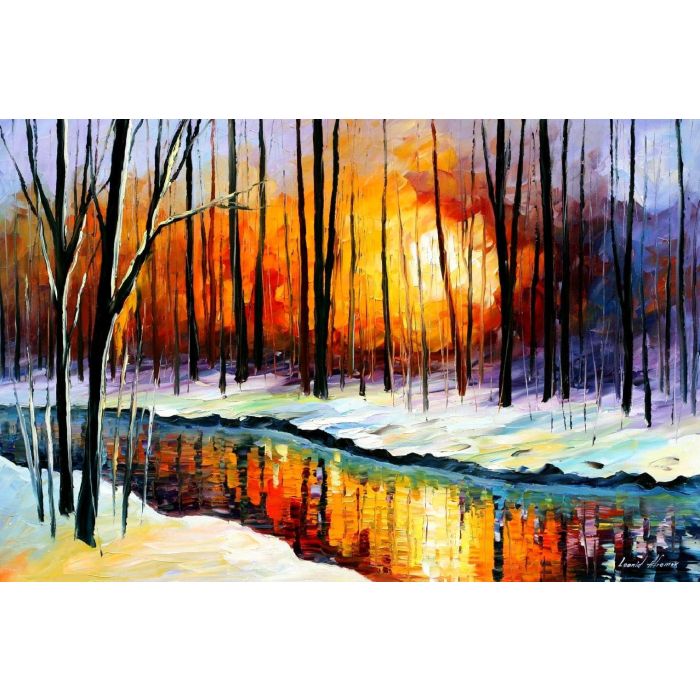 Leonid Afremov winter, winter painting, Afremov winter