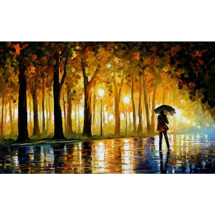 alley by the lake, alley by the lake Leonid Afremov, Leonid Afremov alley by the lake