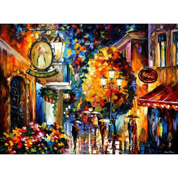 ROMANTIC CAFE IN THE OLD CITY - original oil painting on canvas by ...