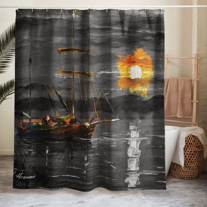 LONELY BOAT BW - Shower curtain
